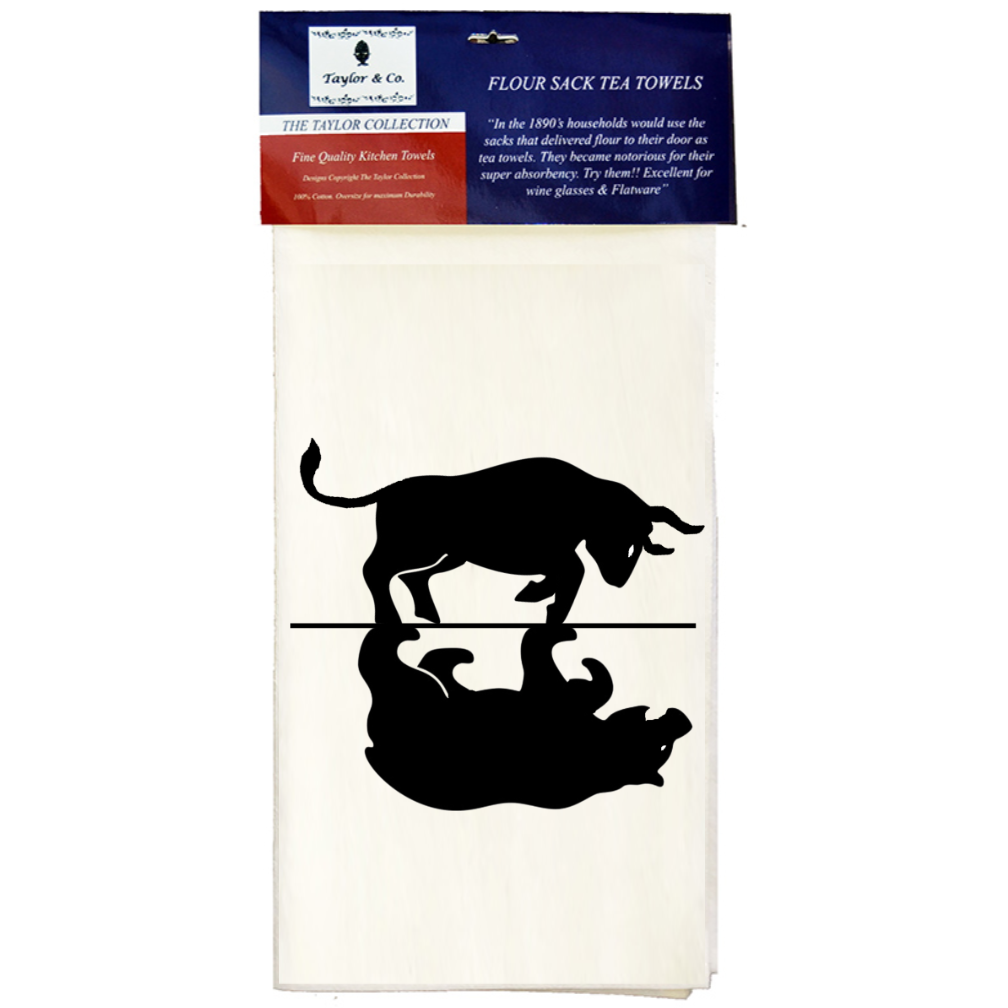 Bulls over bears tea towels