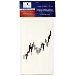 Candle Stick Chart Contemporary Black Flour Sack Tea Towels. (Pack of 6)