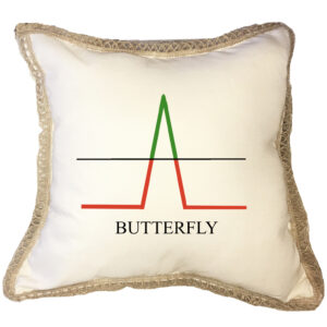 Butterfly Options Spread Poly Canvas Burlap Trim Pillow (18″ x 18″)