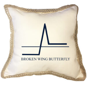 Broken Wing Butterfly Poly Canvas Burlap Trim Pillow (18″ x 18″)