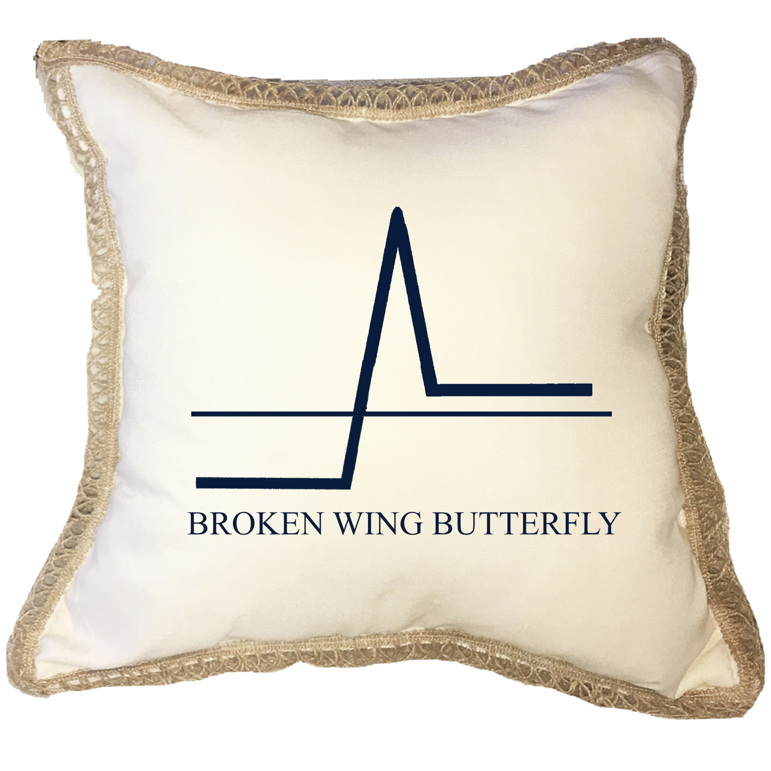Broken Wing Butterfly Poly Canvas Burlap Trim Pillow (18″ x 18″) - Image 2