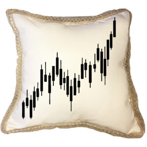 Chart Contemporary Black Poly Canvas Burlap Trim Pillow (18″ x 18″)