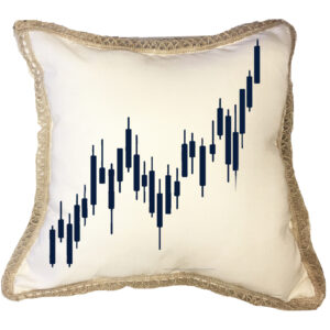 Chart Cobalt Blue Poly Canvas Burlap Trim Pillow (18″ x 18″)