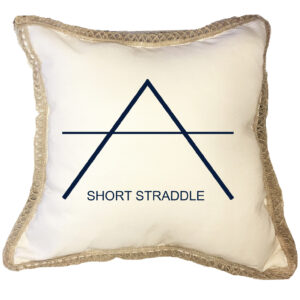 Short Straddle Poly Canvas Burlap Trim Pillow (18″ x 18″)