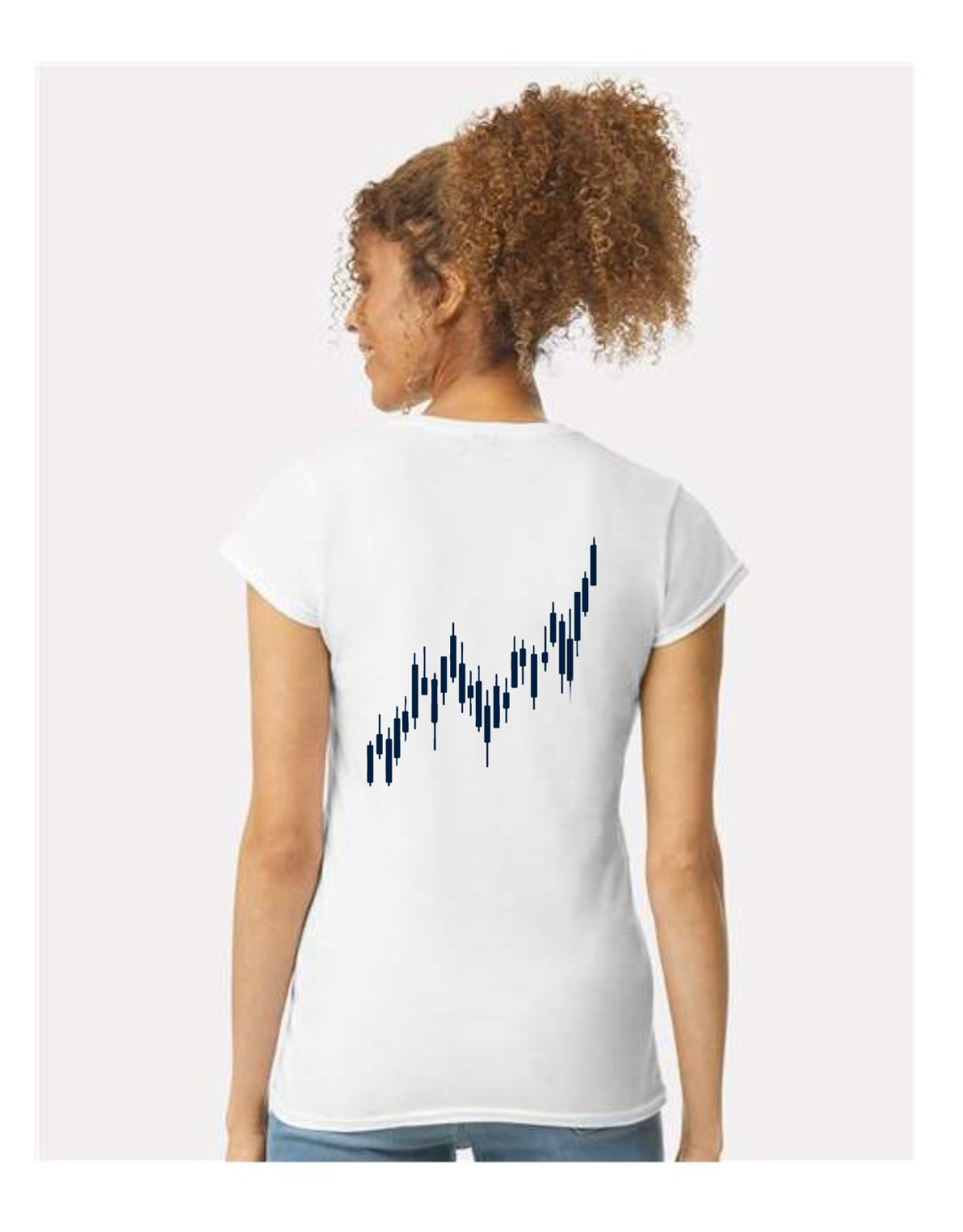 Candle Stick Blue Chart Woman's Fitted T shirt - Image 2