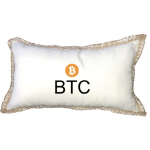BTC Bitcoin Poly Canvas Burlap Trim Pillow 13″x22″