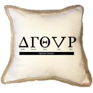 Options Greeks Poly Canvas Burlap Trim Pillow (18″ x 18″)