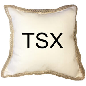 TSX Toronto Index Poly Canvas Burlap Trim Pillow 18″x18″