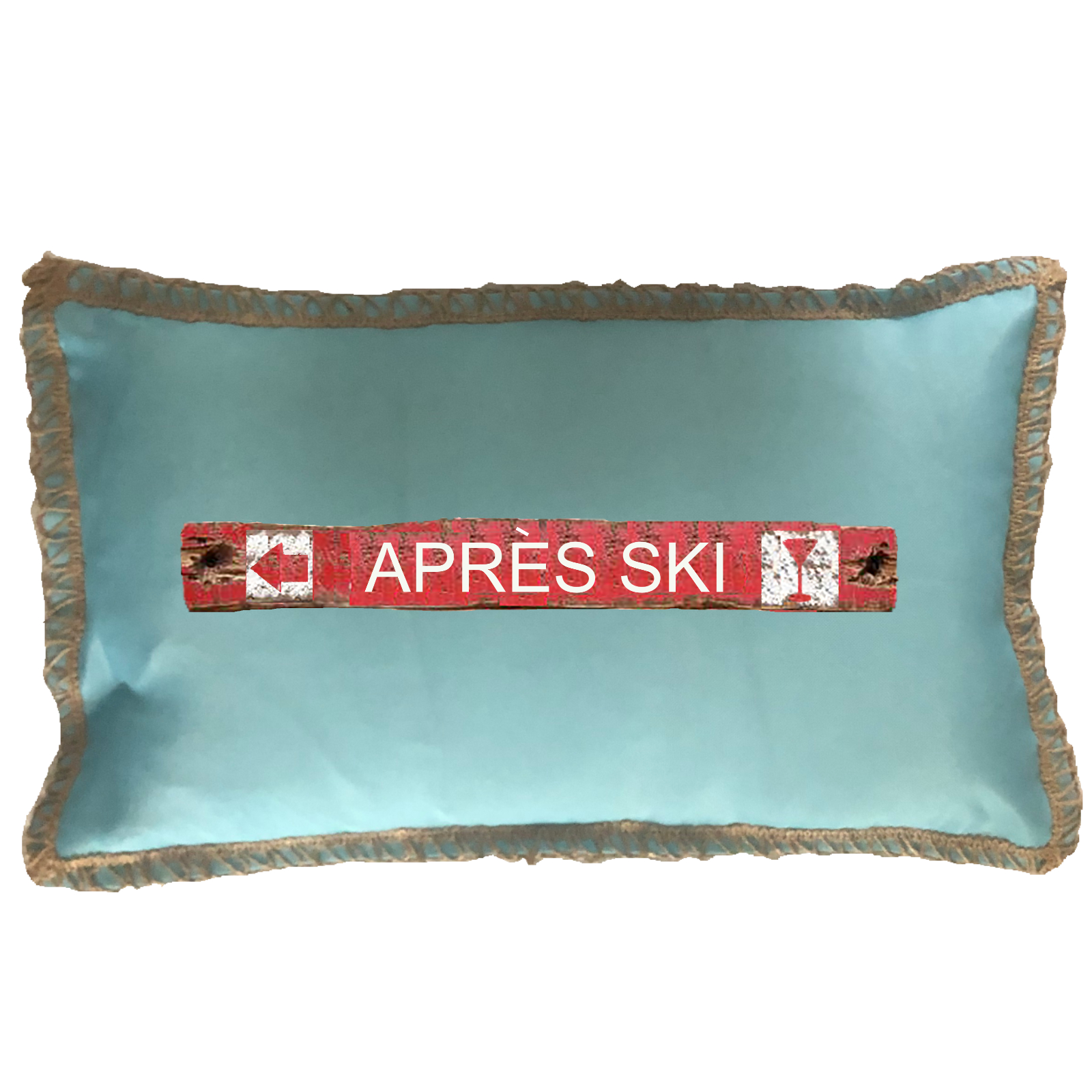 Apres Ski Burlap Lace Trim Linen Weave Pillows Trim. 12" x 20" - Image 4