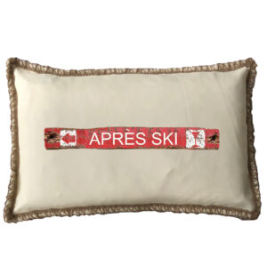 Apres Ski Burlap Lace Trim Linen Weave Pillows Trim. 12″ x 20″
