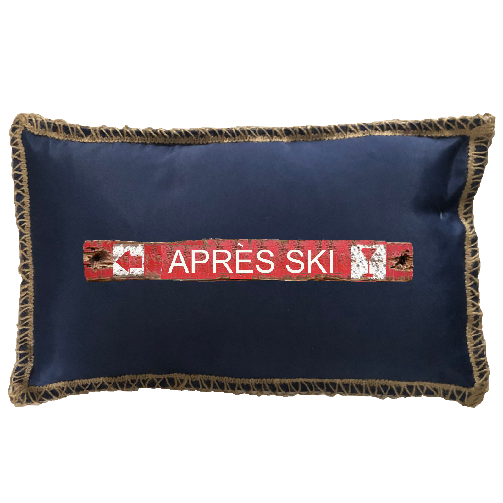 Apres Ski Burlap Lace Trim Linen Weave Pillows Trim. 12" x 20" - Image 3