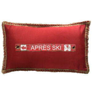 Apres Ski Burlap Lace Trim Linen Weave Pillows Trim. 12″ x 20″
