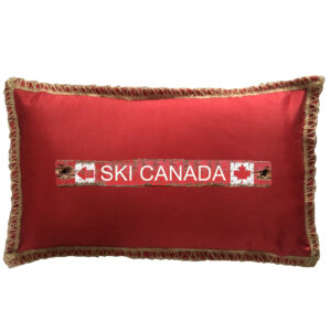 Ski Canada Burlap Lace Trim Linen Weave Pillows Trim. 12″ x 20″
