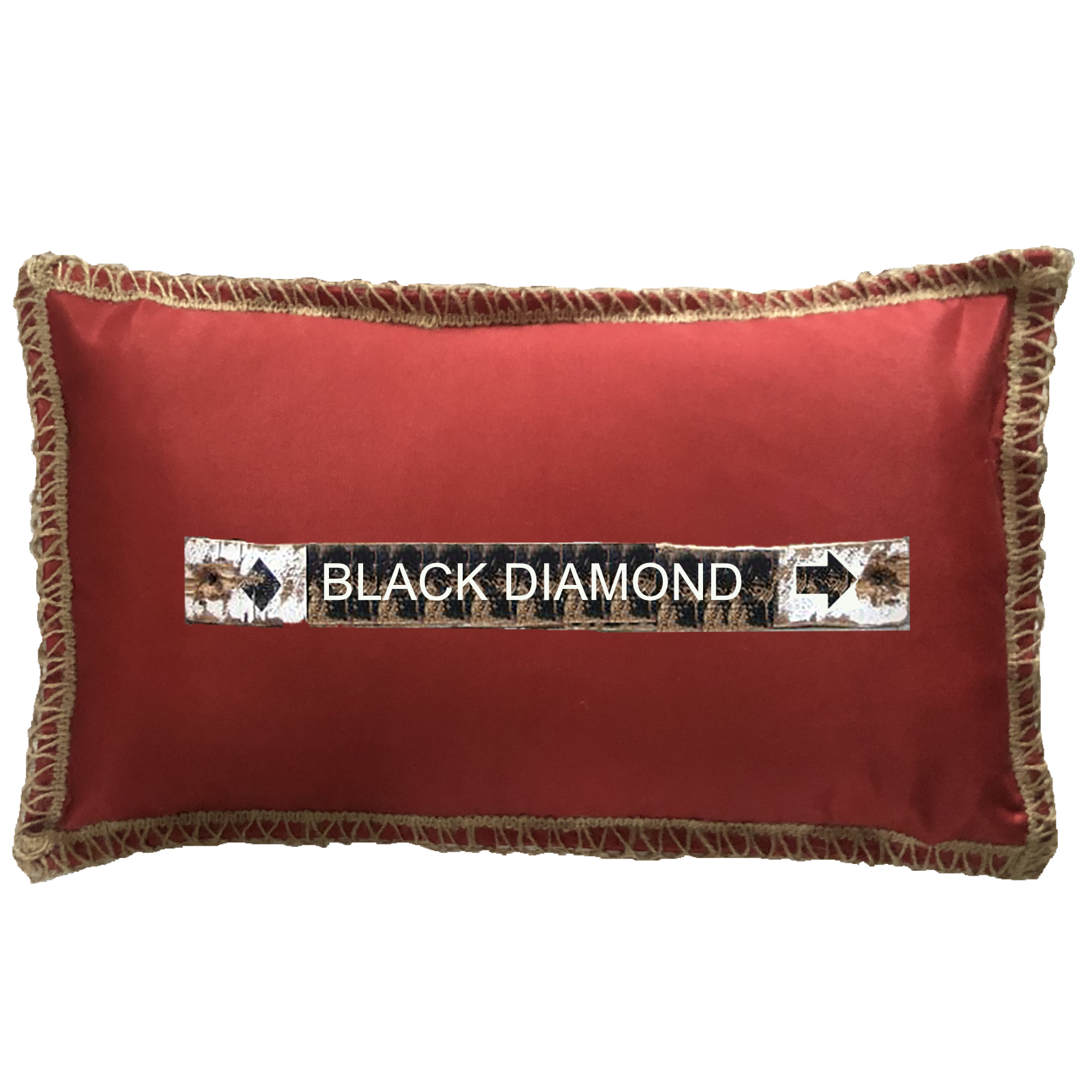 Black Diamond Burlap Trim Linen Weave Pillows Trim. 12" x 20" - Image 2