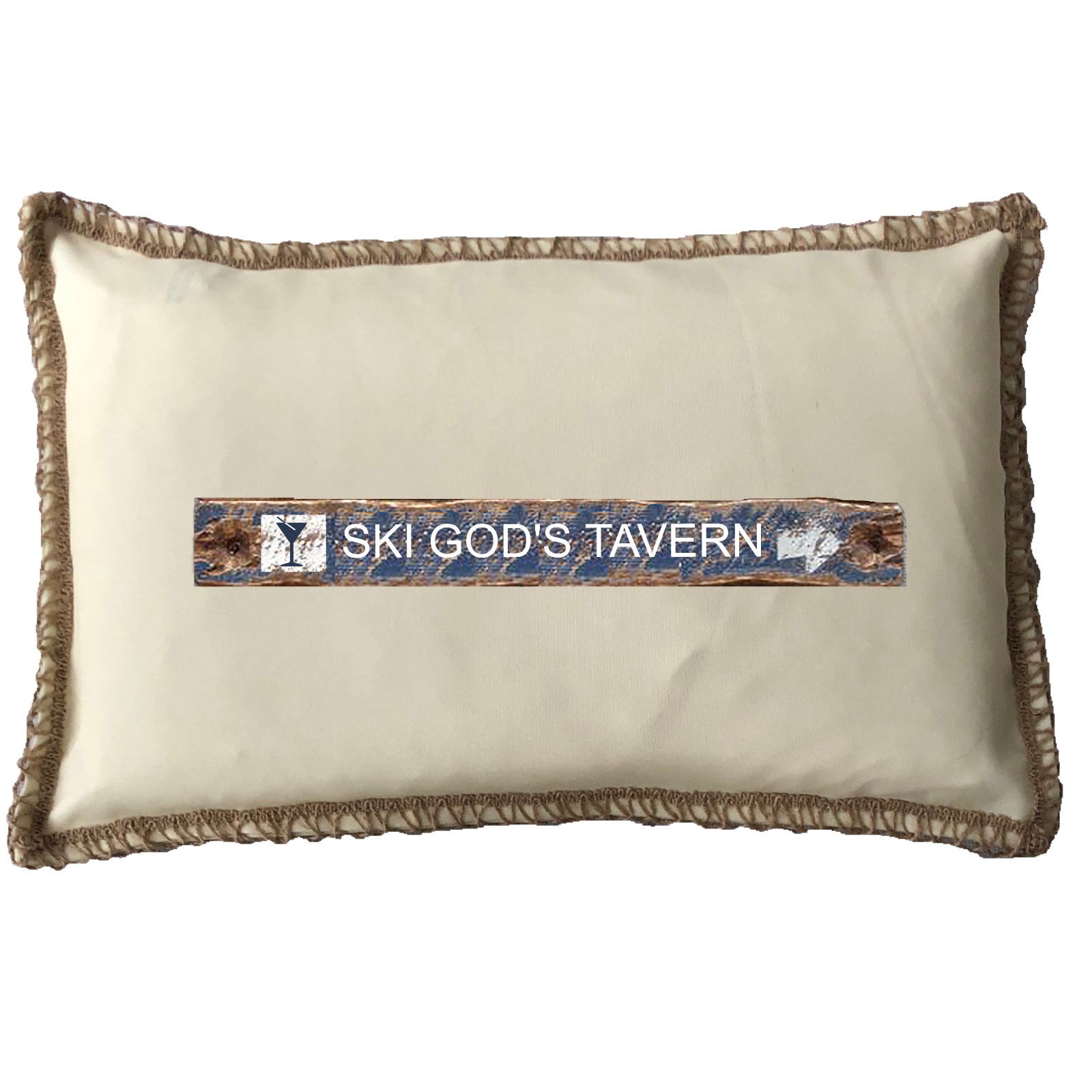 Ski God's Tavern Burlap Trim Linen Weave Pillows Trim. 12" x 20" - Image 4