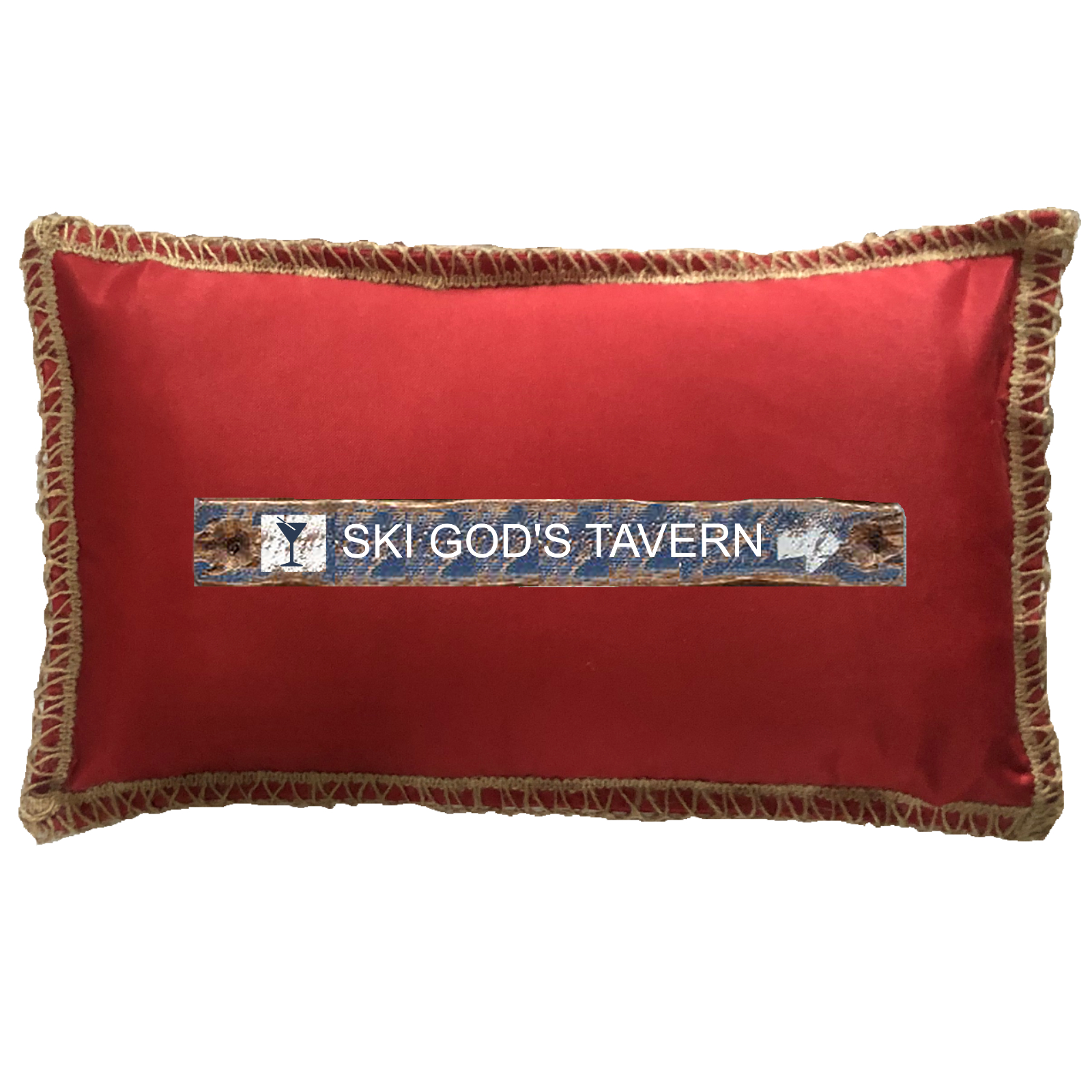 Ski God's Tavern Burlap Trim Linen Weave Pillows Trim. 12" x 20" - Image 2