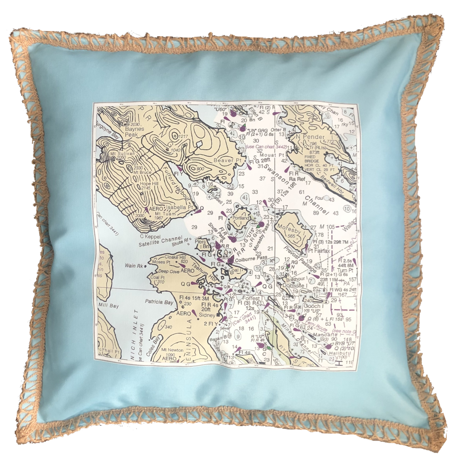 Chart Custom Burlap Lace Trim Linen Weave Pillows Trim. 18" x 18" - Image 3