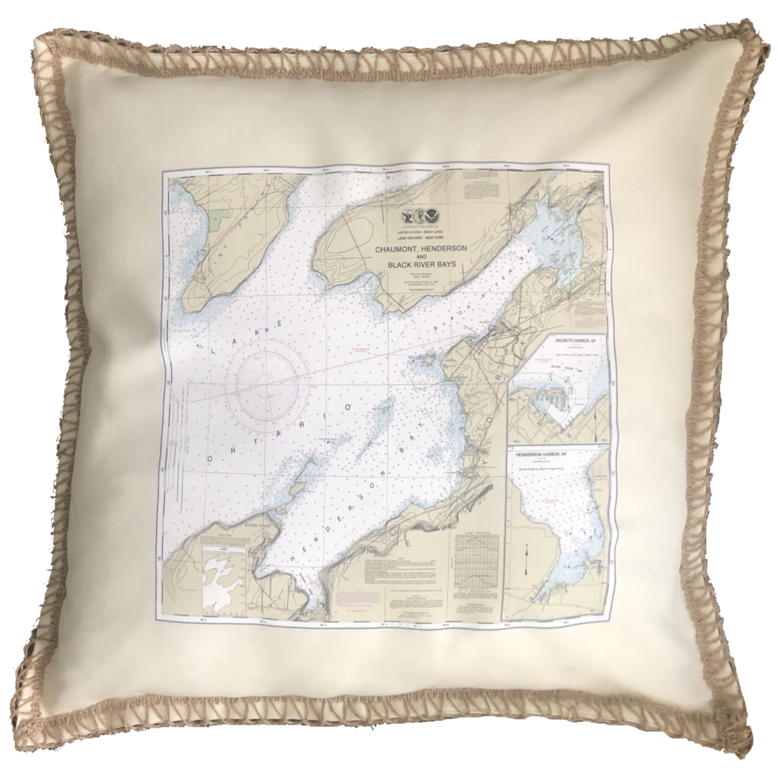 Chart Custom Burlap Lace Trim Linen Weave Pillows Trim. 18" x 18" - Image 4