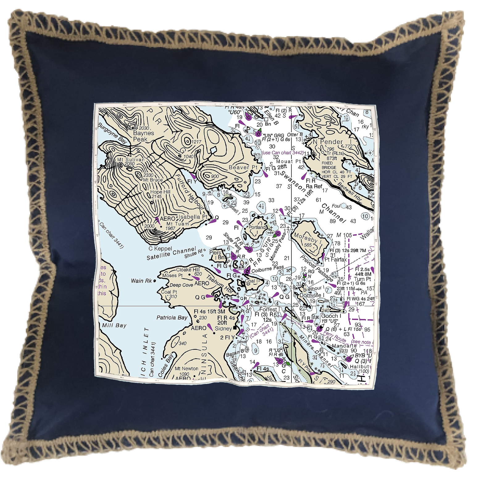 Chart Custom Burlap Lace Trim Linen Weave Pillows Trim. 18" x 18" - Image 5