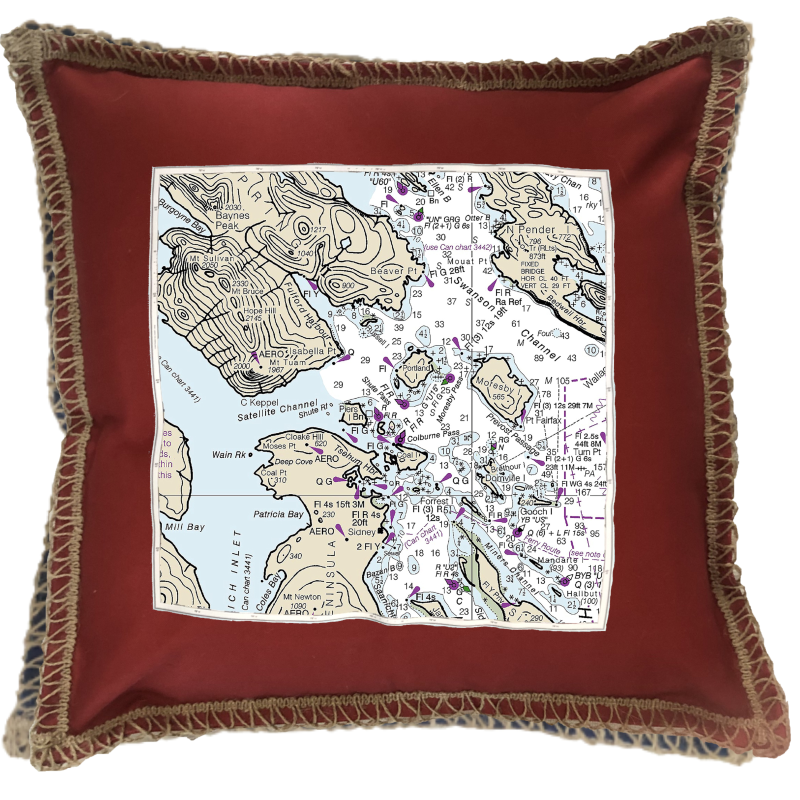 Chart Custom Burlap Lace Trim Linen Weave Pillows Trim. 18" x 18" - Image 6