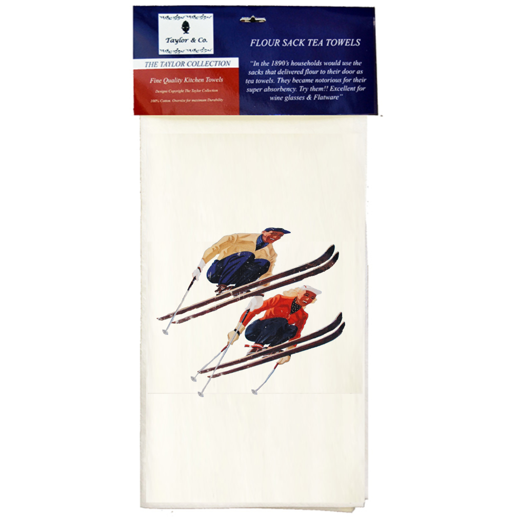 Vintage Skiers tea Towels
