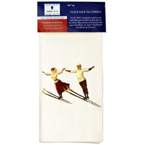 Ski Couple Flour Sack Tea Towels. (Pack of 6)