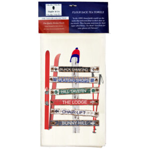 Ski Sign Names Flour Sack Tea Towels. (Pack of 6)