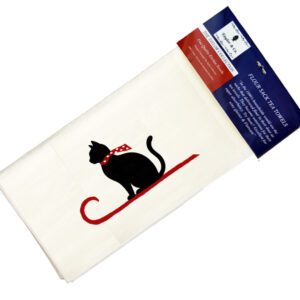 Sleigh Cat Flour Sack Tea Towels. (Pack of 6)