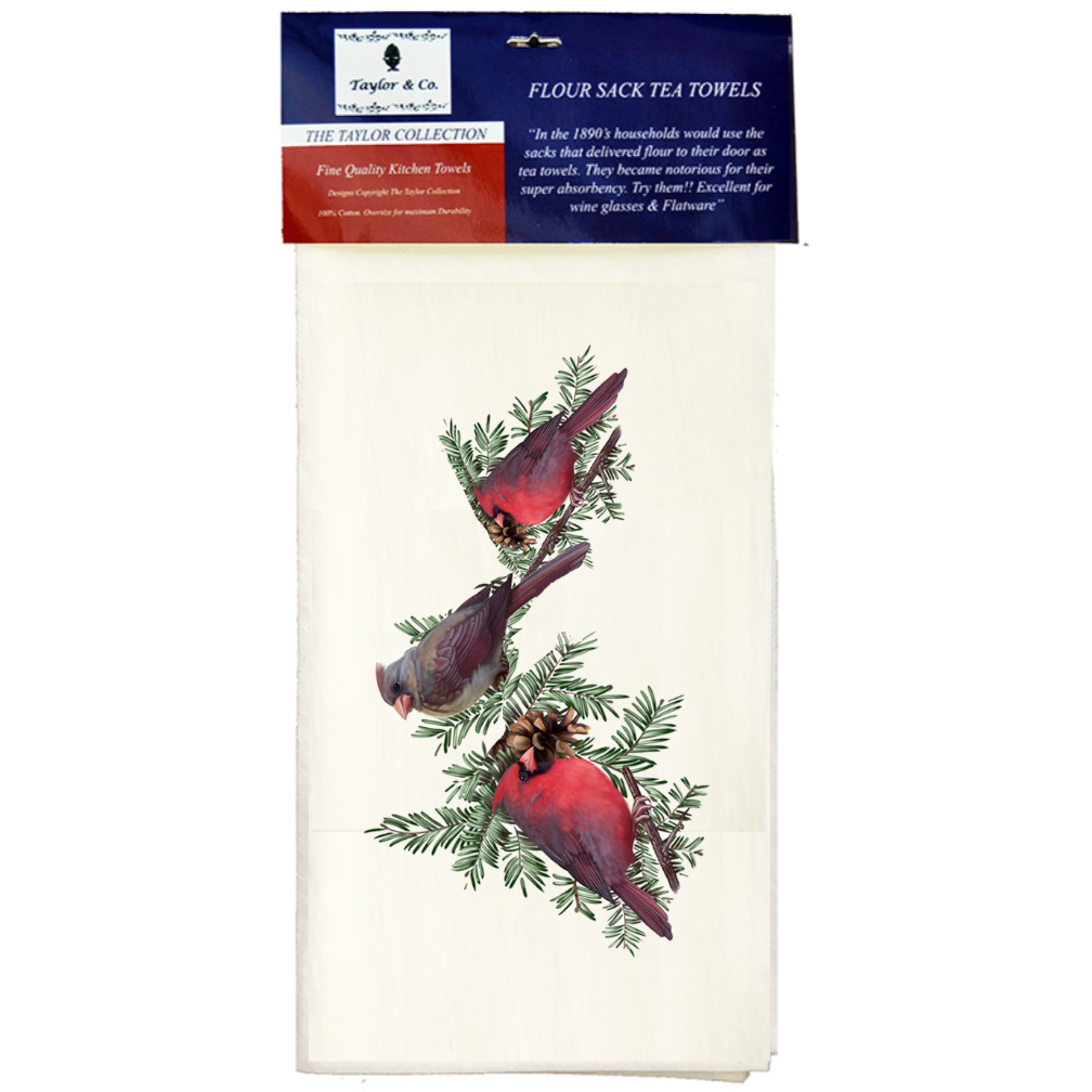 Winter Cardinals Flour Sack Tea Towels. (Pack of 6) - Image 2