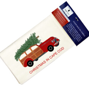 “Christmas In Custom Town Destination Name” Christmas Woody Flour Sack Tea Towels  (Pack of 6)