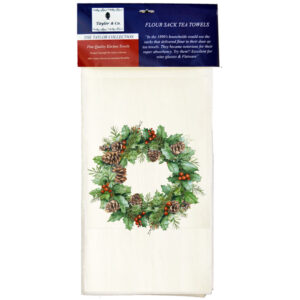 Pine Cone Wreath Flour Sack Tea Towels. (Pack of 6)