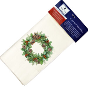 Pine Cone Wreath Flour Sack Tea Towels. (Pack of 6)