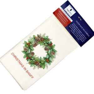 “Christmas In Custom Town Destinaiton Name” Pine Cone Wreath Flour Sack Tea Towels (Pack of 6)