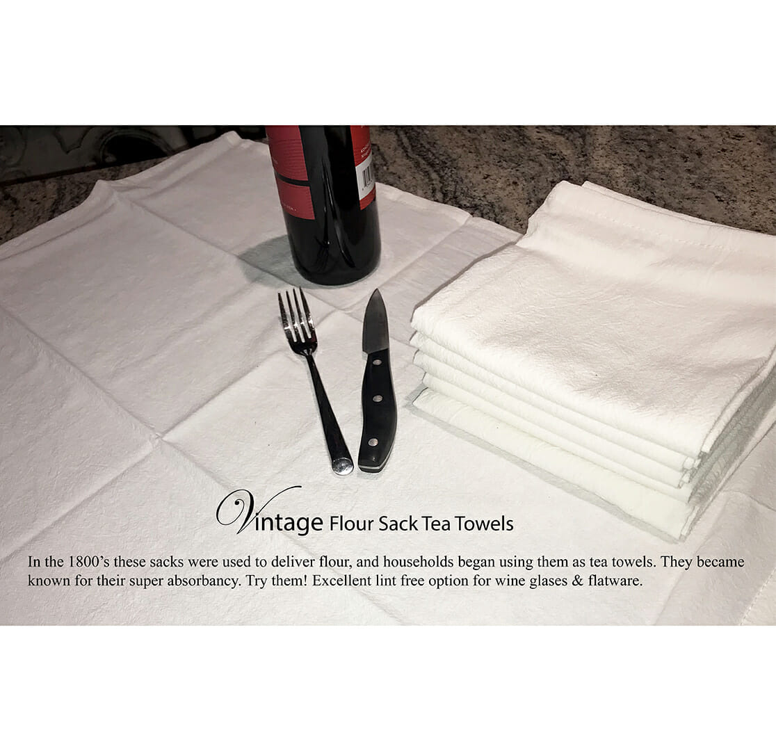 "Christmas In Custom Town Destination Name" Shell Wreath Flour Sack Tea Towels. (Pack of 6) - Image 3