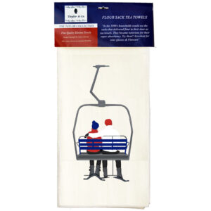Ski Chair Lift Flour Sack Tea Towels. (Pack of 6)