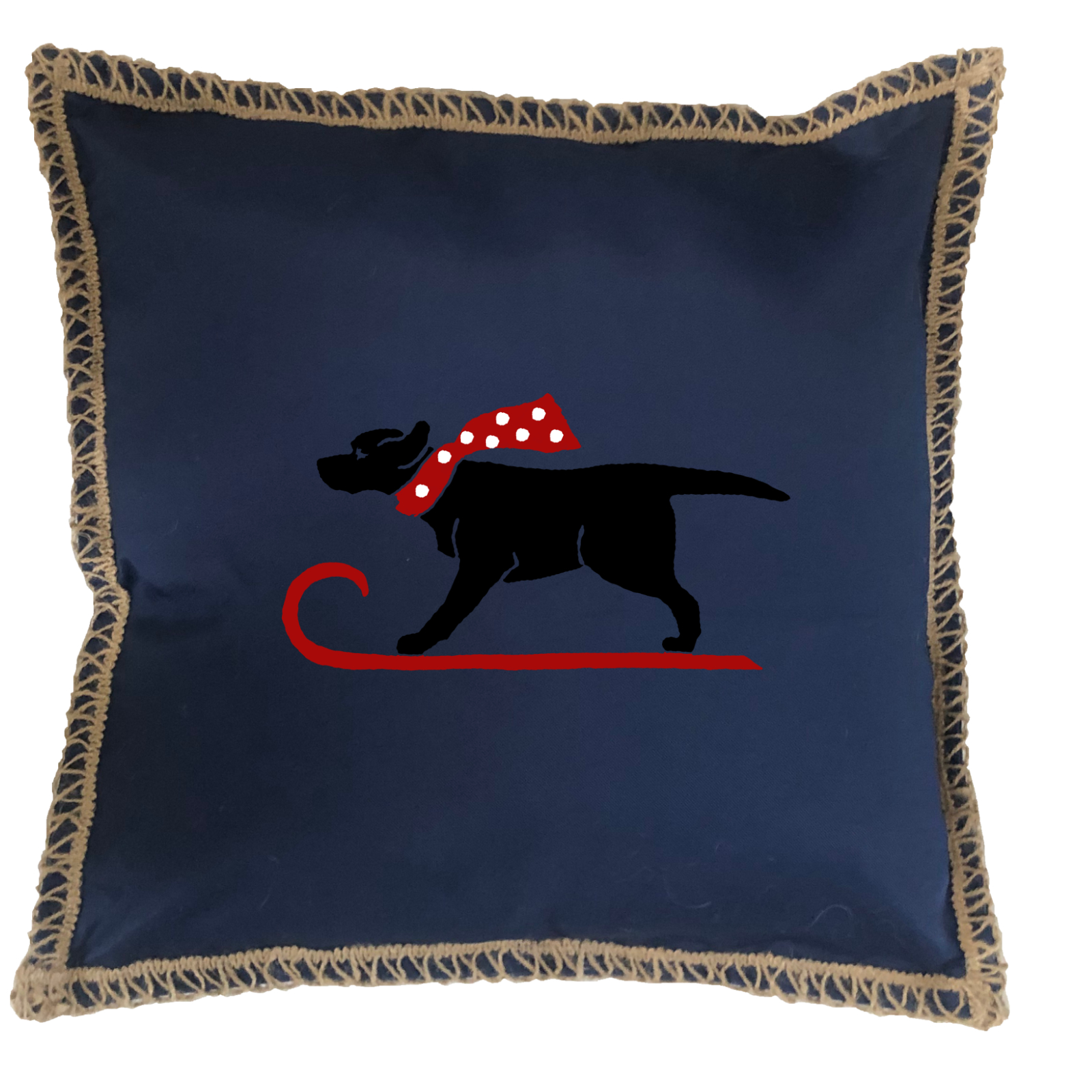 Sleigh Dog Burlap Lace Trim Linen Weave Pillows Trim. 18" x 18" - Image 3