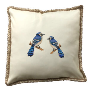 Blue Jay Burlap Lace Trim Linen Weave Pillows Trim. 18″ x 18″