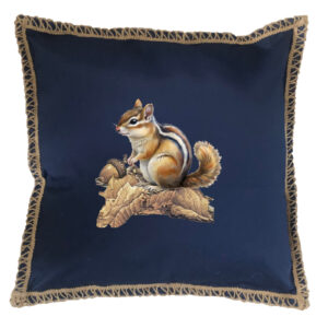 Chipmunk Burlap Lace Trim Linen Weave Pillows Trim. 18″ x 18″