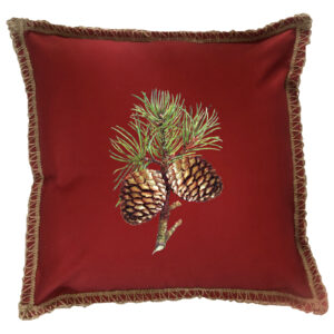 Pine Cone Burlap Lace Trim Linen Weave Pillows Trim. 18″ x 18″