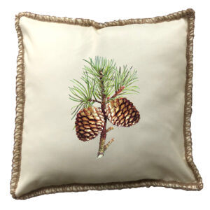 Pine Cone Burlap Lace Trim Linen Weave Pillows Trim. 18″ x 18″