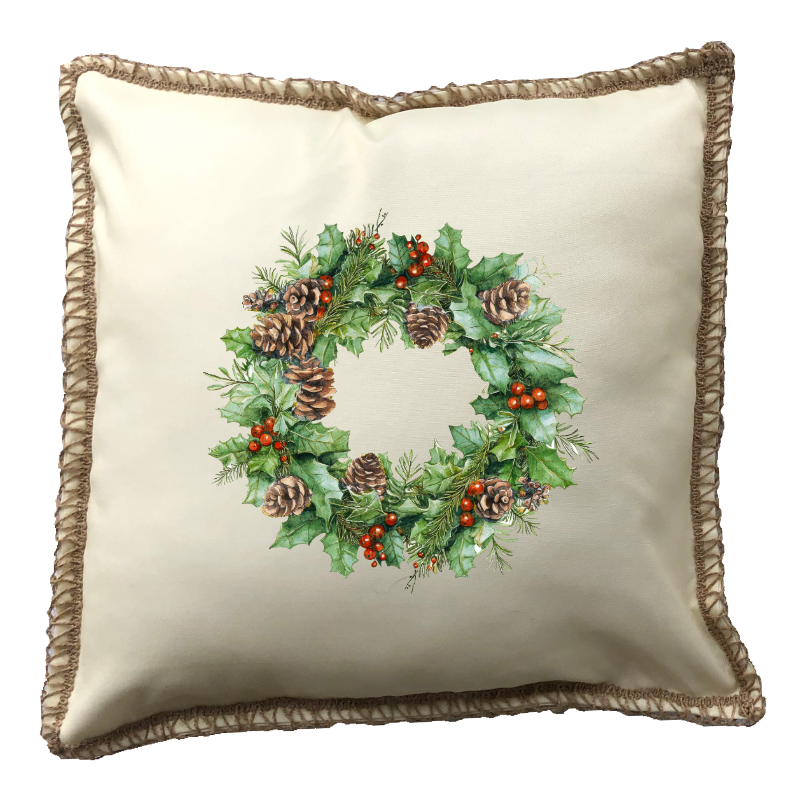 Pine Cone Wreath Pillow