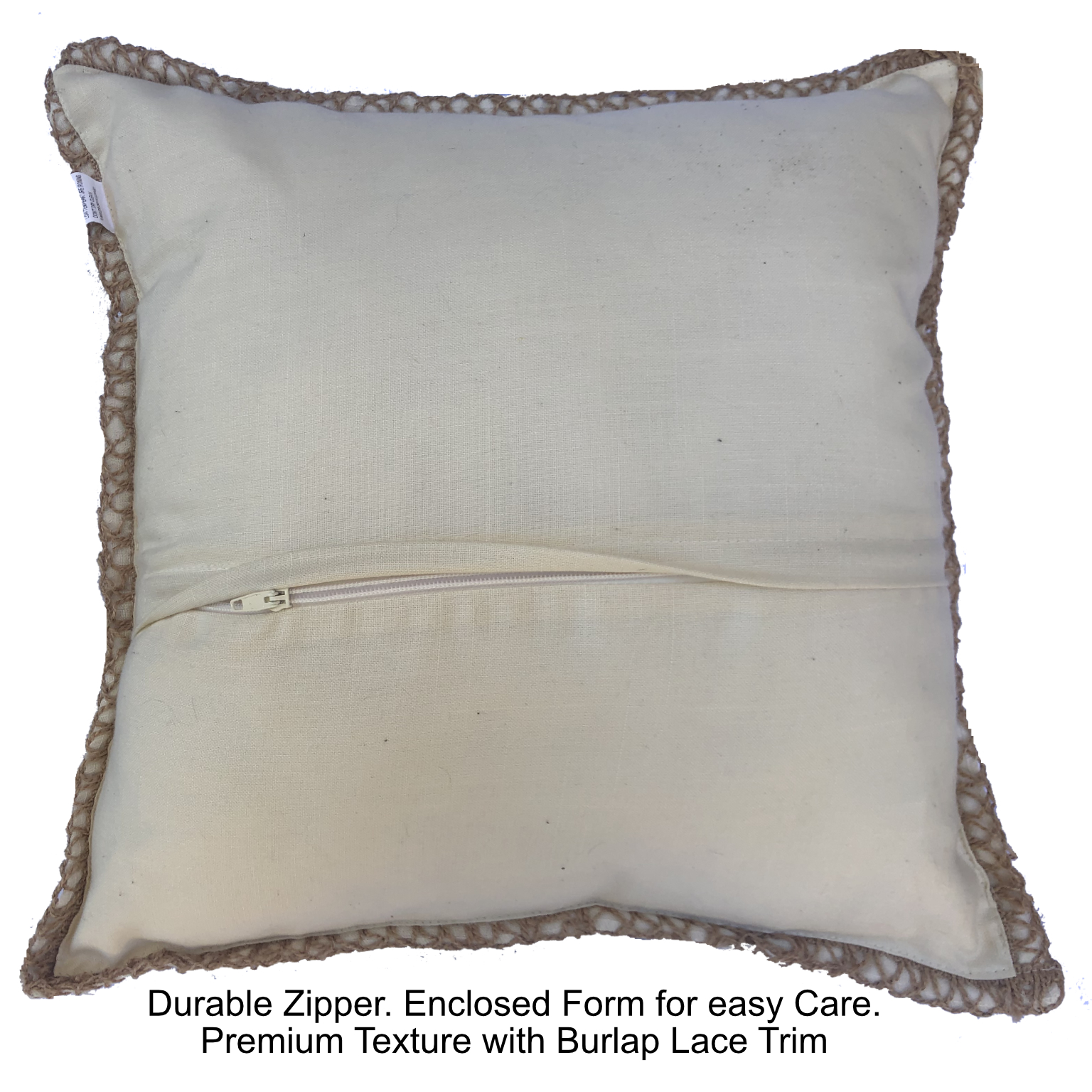 Chipmunk Burlap Lace Trim Linen Weave Pillows Trim. 18" x 18" - Image 5
